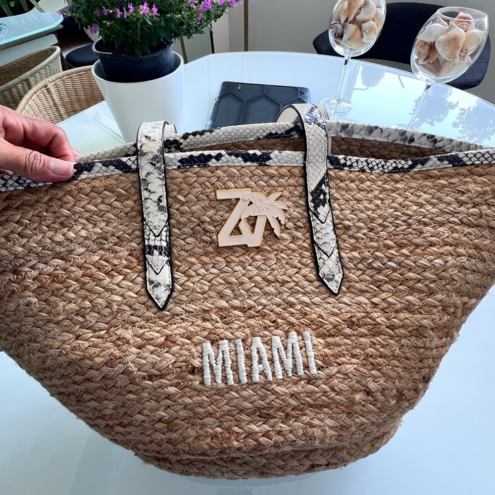 IMAIM Straw Tote Bag with Palm Tree Design - Picture 7 of 14